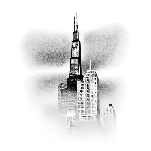 the Chicago Illinois Willis tower and the New York City twin tower tattoo design idea