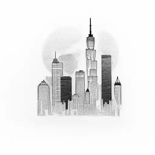the Willis tower and the twin towers tattoo design idea