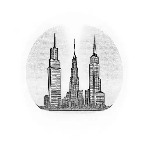 Willis tower and twin towers tattoo design idea
