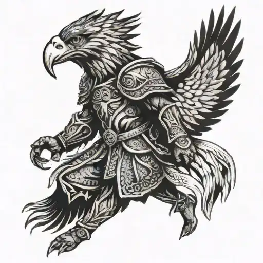 Slavic warrior with eagle wings tattoo design idea