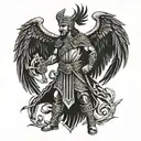 Slavic warrior with eagle wings tattoo design idea