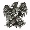 Slavic warrior with eagle wings tattoo design idea