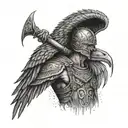 Slavic warrior with eagle wings tattoo design idea
