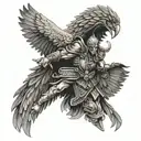 Slavic warrior with eagle wings tattoo design idea