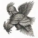 Slavic warrior with eagle wings tattoo design idea