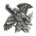 Slavic warrior with eagle wings tattoo design idea