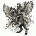 Slavic warrior with eagle wings tattoo design idea