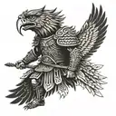 Slavic warrior with eagle wings tattoo design idea