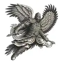Slavic warrior with eagle wings tattoo design idea