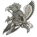 Slavic warrior with eagle wings tattoo design idea