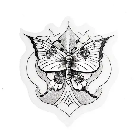 Butterfly black & white tattoo design idea