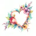 heart and flowers tattoo design idea