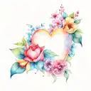 heart and flowers tattoo design idea