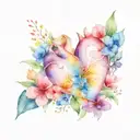 heart and flowers tattoo design idea