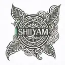 A tattoo with the name "Shyam" with a conceptual design that represents the end of a journey and beginning of new one  tattoo design idea
