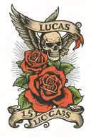 Lucas name incorporated tattoo design idea