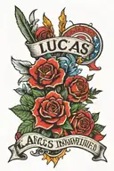 Lucas name incorporated tattoo design idea