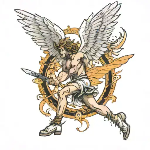 Icarus falling angel with feathers flying tattoo design idea