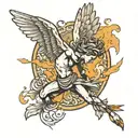 Icarus falling angel with feathers flying tattoo design idea