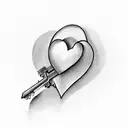 heart shaped key tattoo design idea