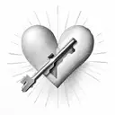 heart shaped key tattoo design idea