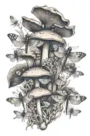 mushroom and dragonflies tattoo design idea