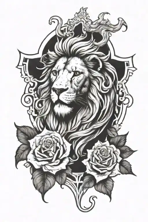 lion 1989 angel candle smoke tattoo design idea