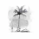 two swords and a palm tree tattoo design idea