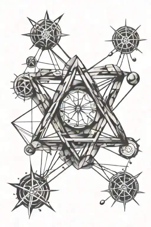 atom, compas, line tattoo,  Symmetry tattoo design idea