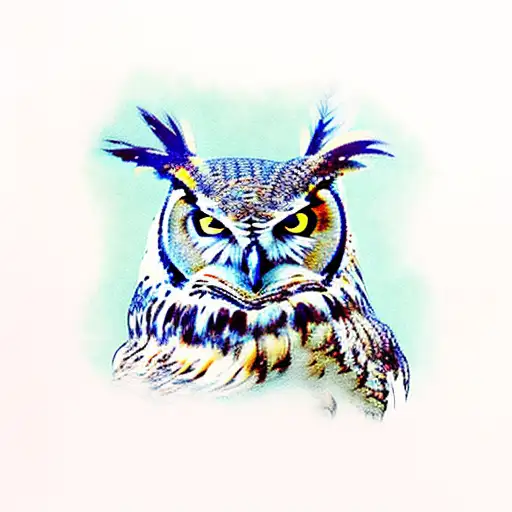 great horned owl  tattoo design idea