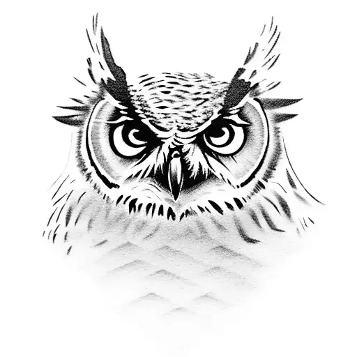 great horned owl with a neo traditional lantern tattoo design idea