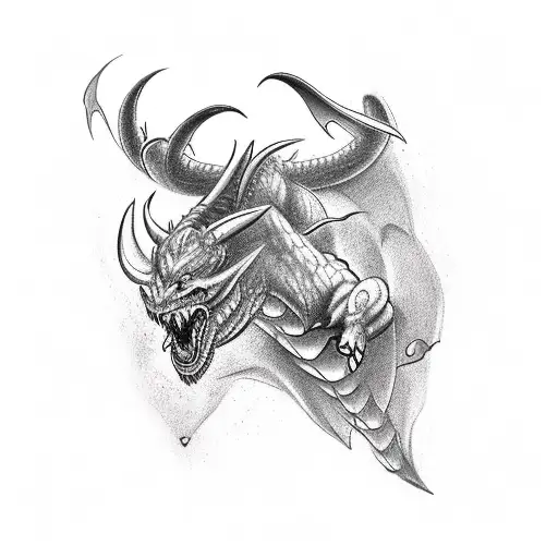 Minotaur fighting with a dragon tattoo design idea