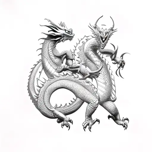 Dragon fighting with a minotaur tattoo design idea