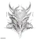 Minotaur fighting against a dragon tattoo design idea