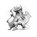 Minotaur fighting against a dragon tattoo design idea