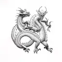 Dragon fighting with a minotaur tattoo design idea