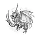 Dragon fighting with a minotaur tattoo design idea