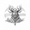 A philosophical representation of Satan as a symbol of rebellion and free thought tattoo design idea