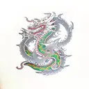 simple dragon with cosmic design tattoo design idea