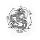 simple dragon with cosmic design tattoo design idea
