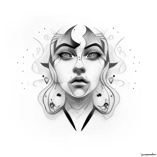 portrait face tattoo design idea