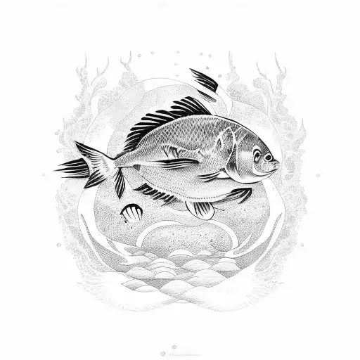A tattoo design depicting Iemanja and Oxala in a serene underwater scene tattoo design idea