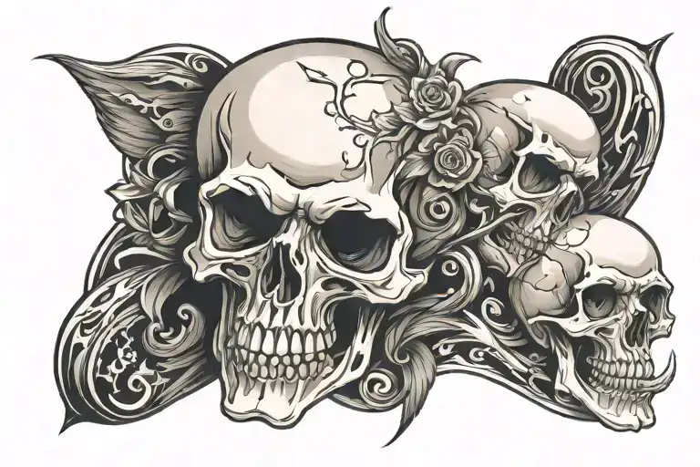 skull soft shading tattoo design idea