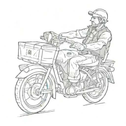 A sketch of a delivery driver wearing a corset while delivering packages tattoo design idea