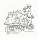 A sketch of a delivery driver wearing a corset while delivering packages tattoo design idea