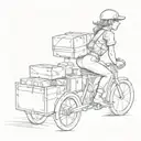 A sketch of a delivery driver wearing a corset while delivering packages tattoo design idea