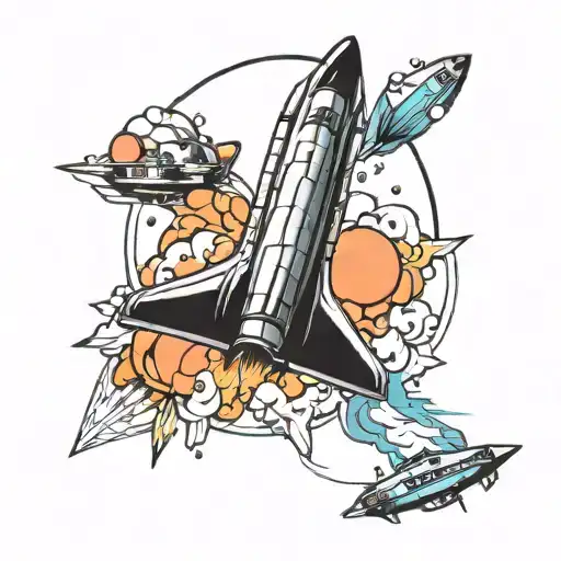 Space X Starship launching  tattoo design idea