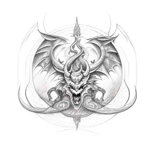 sigil of baphomet fire dragon  tattoo design idea