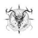 sigil of baphomet fire dragon  tattoo design idea