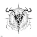 sigil of baphomet fire dragon  tattoo design idea